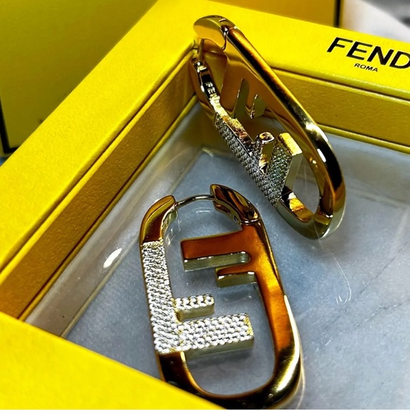 Authentic Fendi Large O’Lock Crystal Earrings - Picture 6 of 13